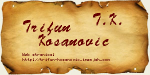 Trifun Kosanović vizit kartica